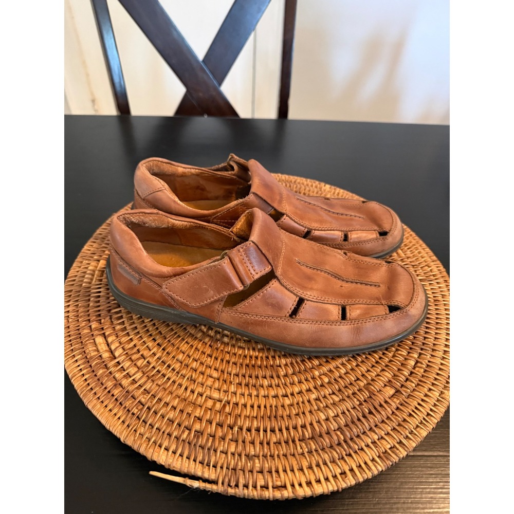 Pikolinos Mens Brown Leather Fisherman Sandals Closed Toe Hook Loop Size 42